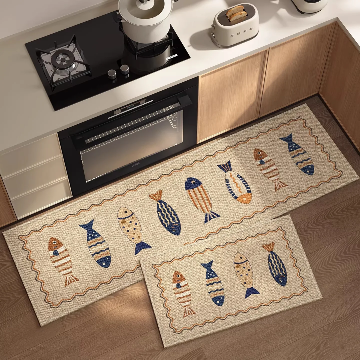 キッチンフロアマット ロングラグ 滑り止めカーペット 魚柄  - Home Decor Games Online Free のレビューと価格