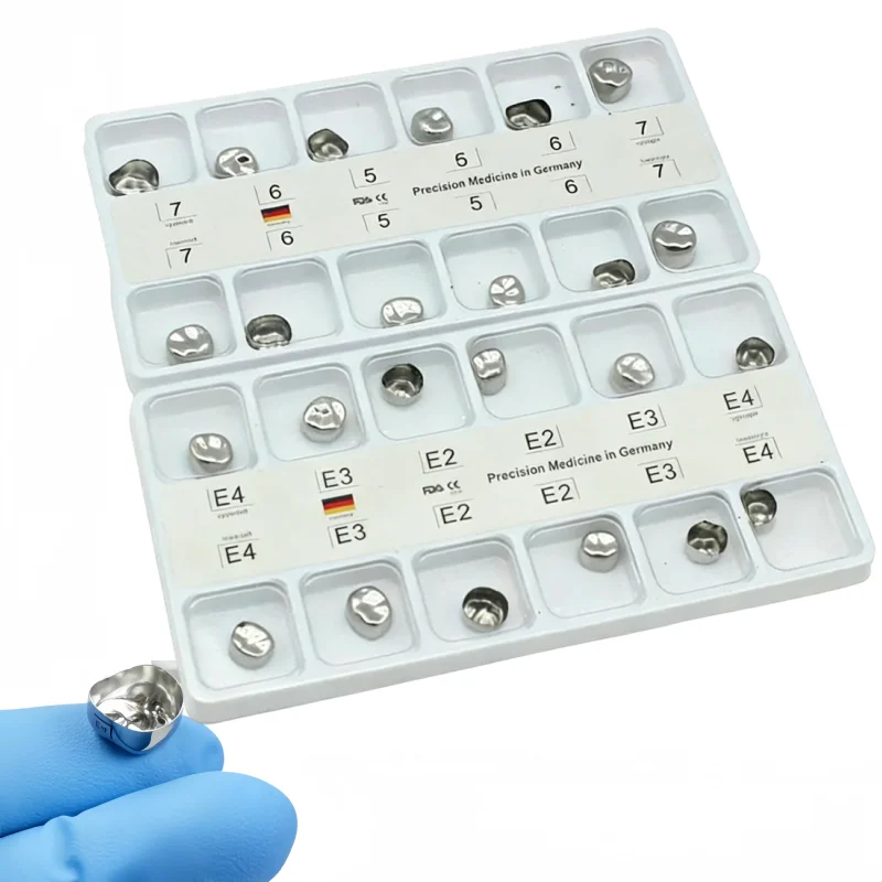 

12pcs Preformed Stainless Steel Crowns Temporary Metal Crowns for Molar Restoration Adult Kids Dental Materials Dentist Supplies