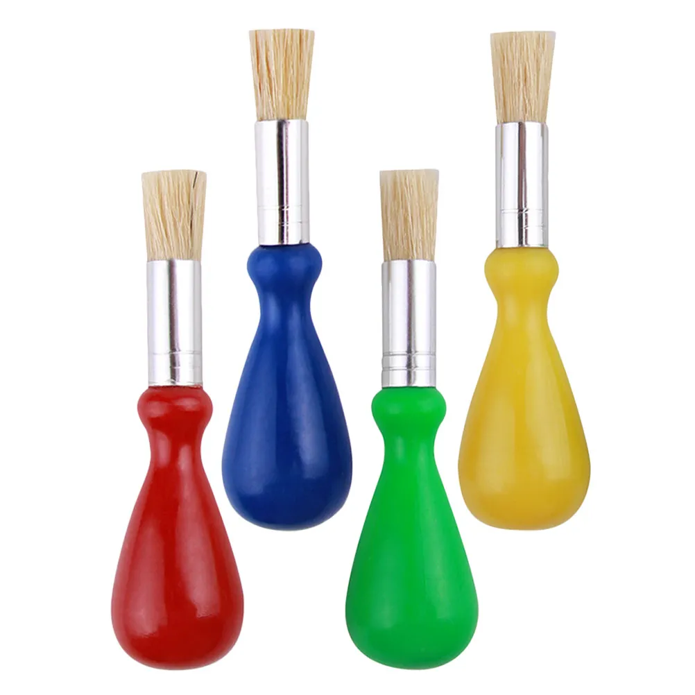 4Pcs Childrens Watercolor Brush Set Vibrant Plastic Handles Easy Grip for Little Hands Ideal for Painting Doodling Classroom Art