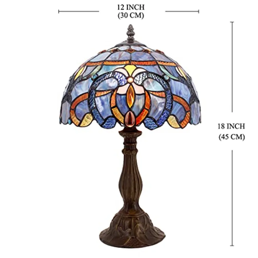 تيفاني مصباح الأزرق الأرجواني الزجاج الملون نمط الجدول مصباح للقراءة والمكتب استخدام 12X12X18 بوصة الإضاءة الزخرفية لغرفة النوم #3