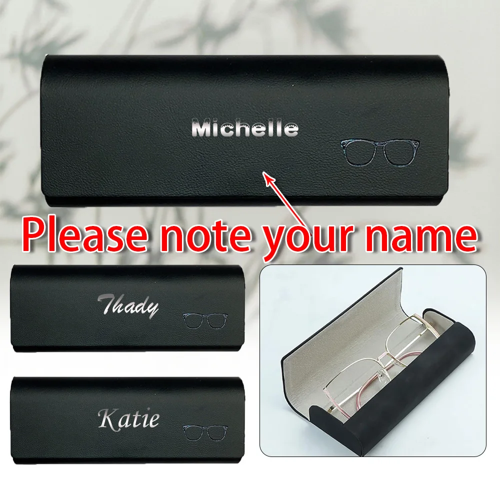 

Customized Name Glasses Box Women Sunglass Organizer PU Spectacle Case Protector Portable Hard Shell Storage Container Pattern