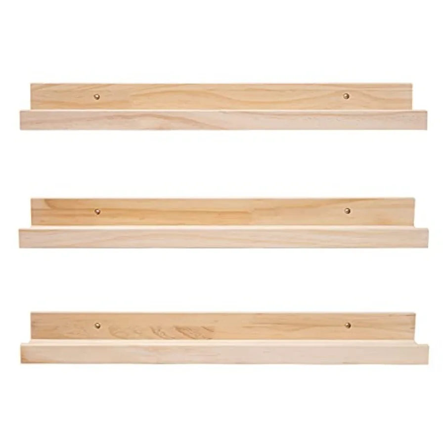 4 ch Floatg Shelves Wood Wall Mount Picture Ledge Wooden Wall Shelf for Home Decoration Nursery Book Shelves for Bedroom Living