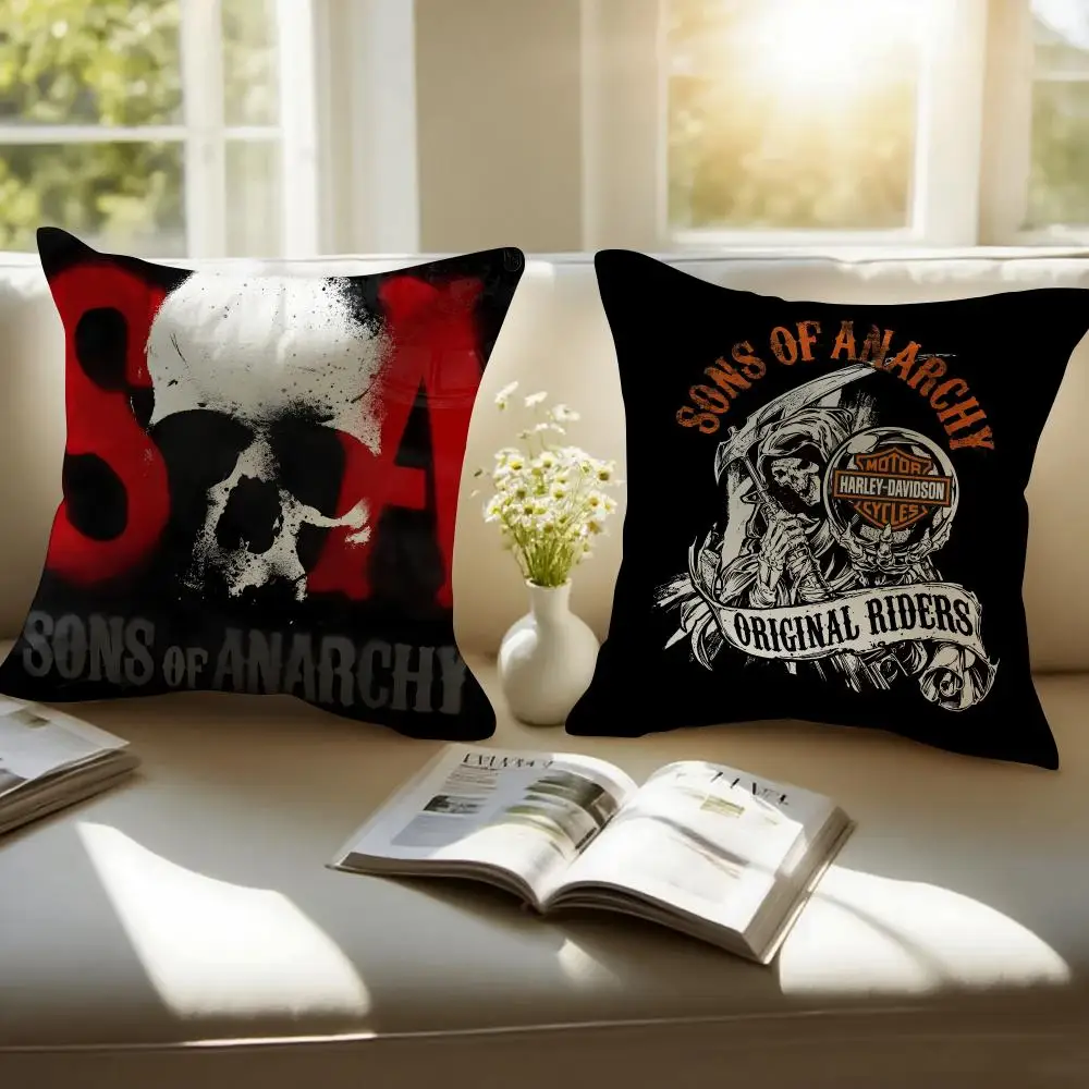 Crime Tv Series S-Sons of Anarchy Cushion Cover Pillowcase Anti-dustmite Invisible Zipper Short Plush Sofa Cushion