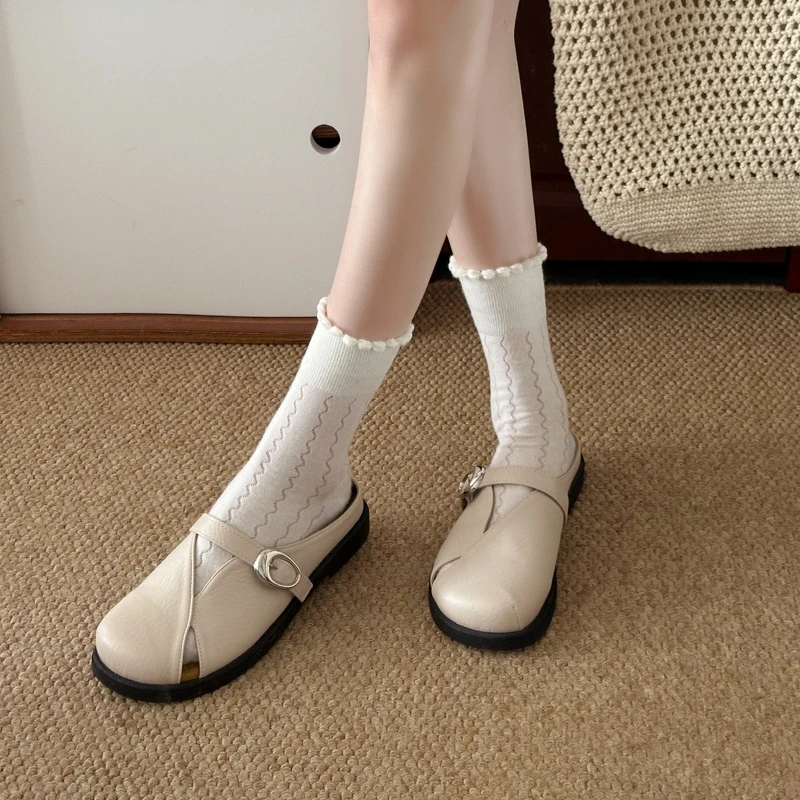 شباشب نسائية كاجوال وأنيقة ونعل سميك بلون سادة شباشب بإبزيم معدني مزخرف ملابس خارجية تناسب الجميع #2