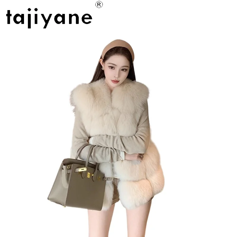 

TAJIYANE Natural Finnish Fox Back Fur Vest Slimming Silhouette Women Clothing Fluffy Fur Warm Outerwear 2025 Winter ropa mujer