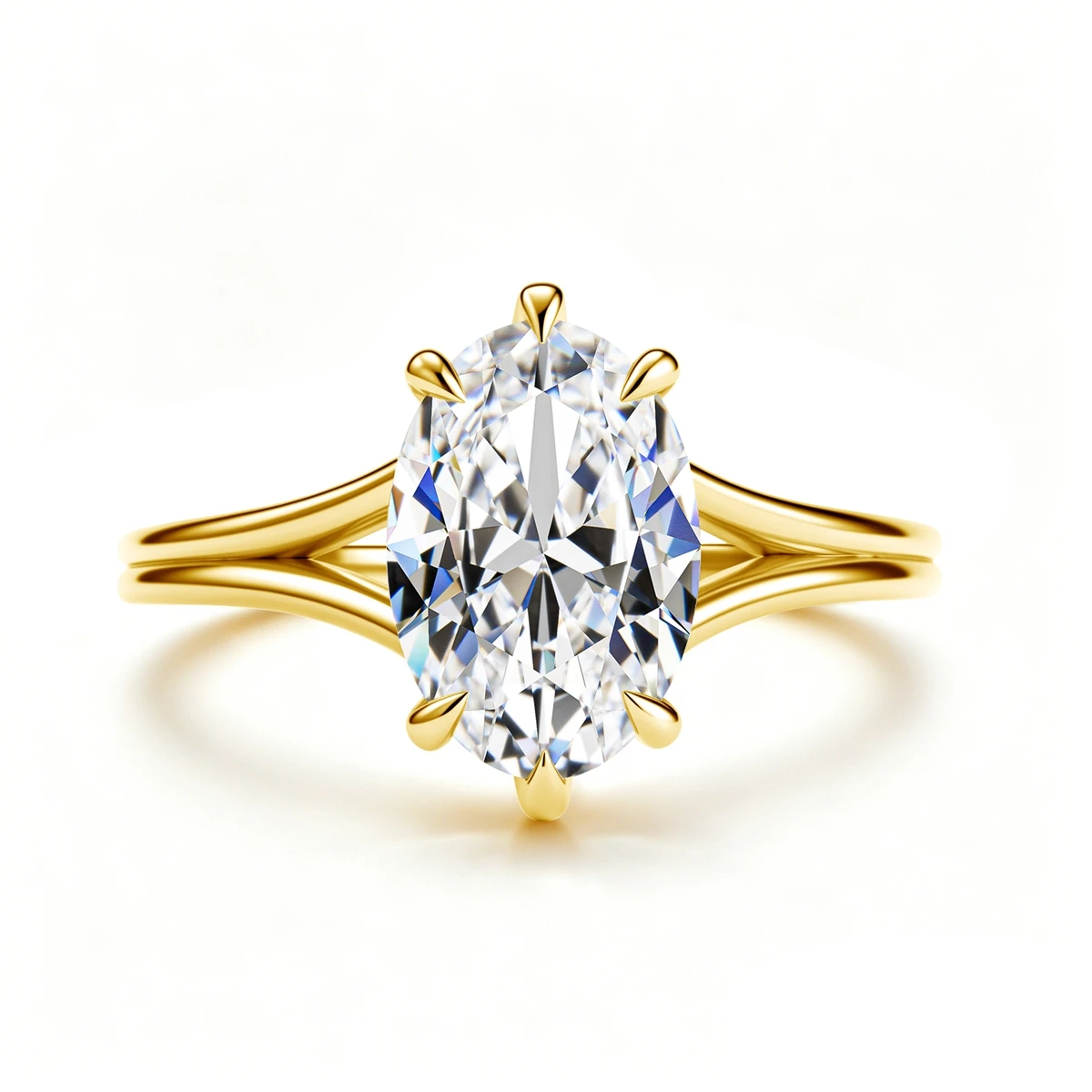 4.5CT Oval Cut Moissanite Engagement Ring For Women Split Shank 6 Prong Solitaire Ring 925 Sterling Silver Bridal Jewelry