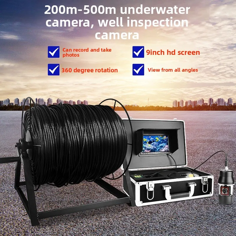 Underwater Borescopes Visual Exploration Underground High Definition Camera 360 Degree Automatic Rotation Detector, 200m Depth