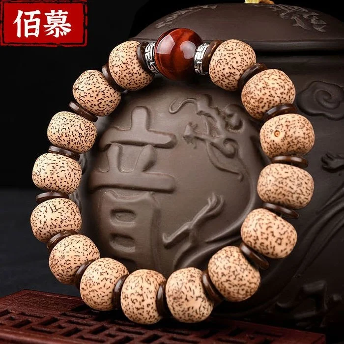 Natural Mani Seed Ice Flower Big Star Moon Bodhi Zi Hand Chain Single Loop Dry Grinding January High Density Buddha Bead Bracele