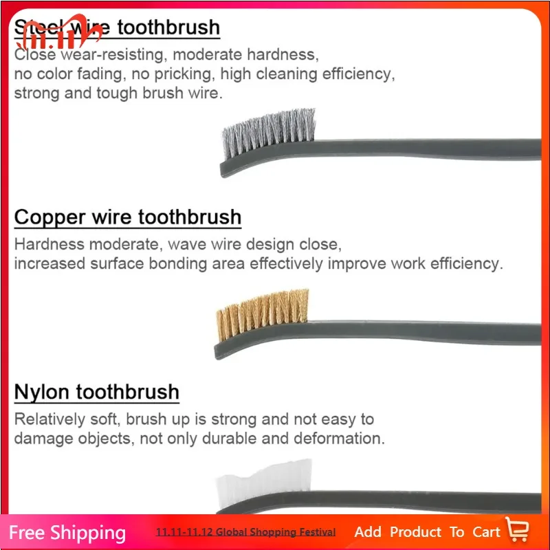 

6pcs Mini Steel Copper Nylon Wire Brush Set for Cleaning Paint Welding Slag Metal Rust Dirt Removal 7 Inch Handy Brass Brush Set