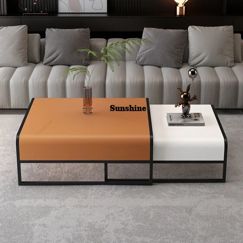 YRectangle Simple Metal Coffee Table Living Room Modern Minimalist Side Coffee Table Design Floor Mesa Auxiliar Nordic