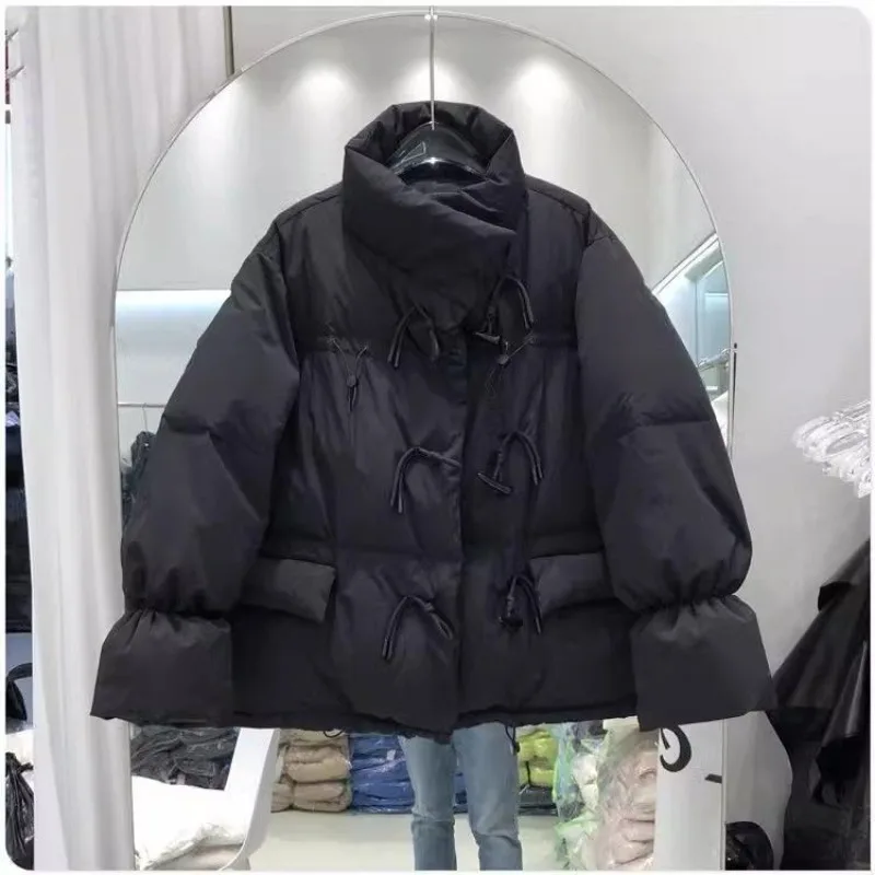 Frauen Parkas loser Mantel Kuhhorn Knopf Baumwoll jacke für Frauen, 2024 neu