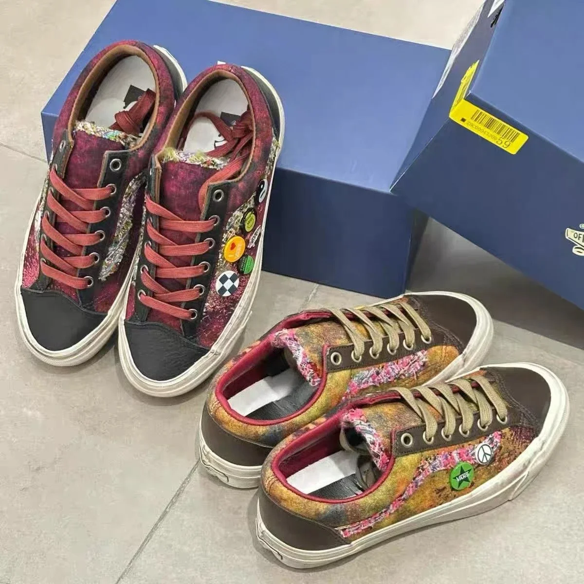 

2026 Distressed Vintage Brown Platform Sneakers Unisex Low Top Canvas Shoes Patches Graffiti Grunge Casual