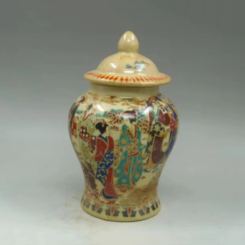 Exquisite Chinese Collection old hand Porcelain Drawing Dowager Jar Storage Pot