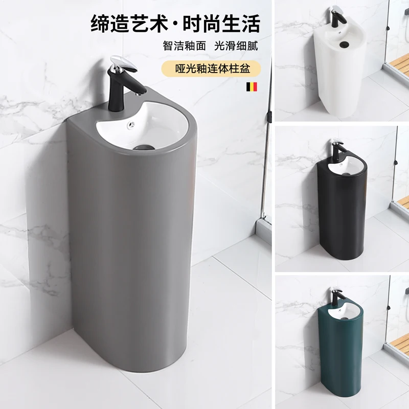 

Цельная керамическая раковина-колонна. Встроенная раковина от пола до потолка. Умывальник на балконе. Умывальник для ванной комнаты. Минимальный размер.