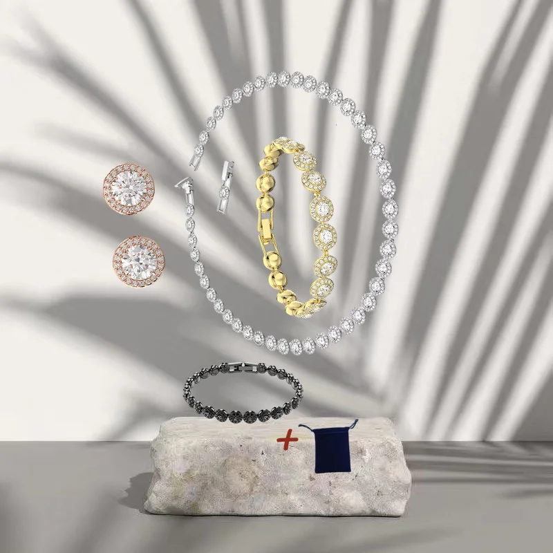 

Подарок идеально! Классический набор с круглыми бриллиантами серии Angel, несколько стилей, можно использовать в качестве памятного подарка.