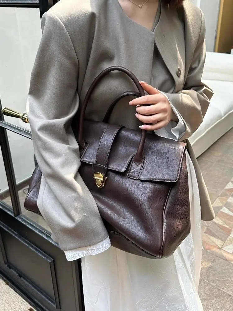 High End Official Document Tote Bagr Women 2026 New Model Large Capacity Computer Tote Bag Lazy Style Commuting Bag