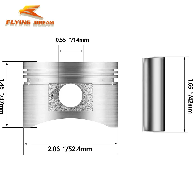 Original LF125 LF120 Piston Set 52.4mm 14mm Pin For Lifan 125cc 120cc 1P52FMI Horizontal Engine Dirt Pit Bike ATV