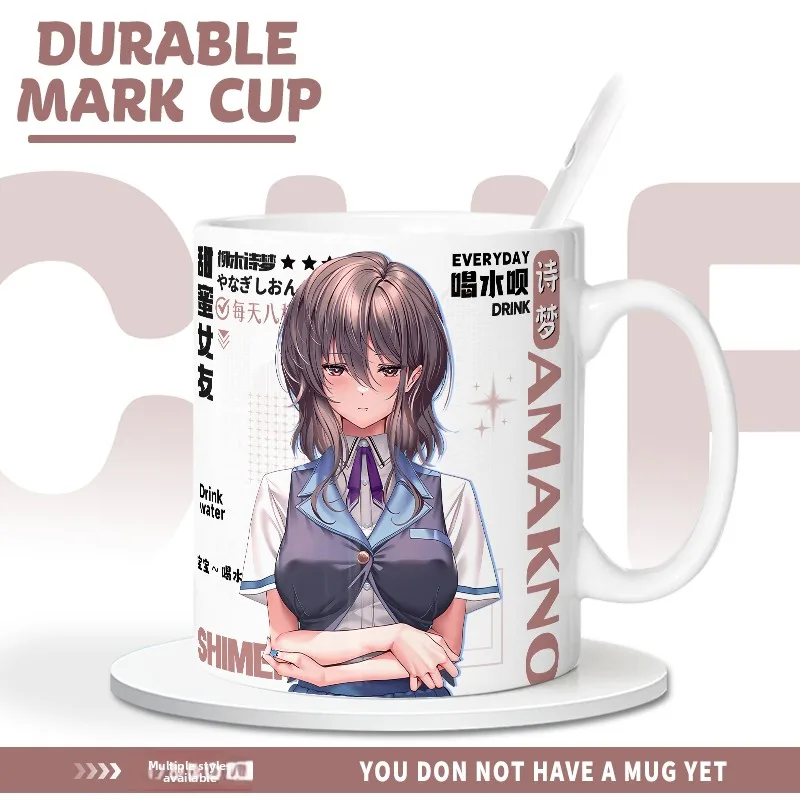 

Sweet Girl Cerc Mug Home Use Milk Coffee Cup Cartoon Design Double Wall Insulated Mugs with Lid for Office And Travel
