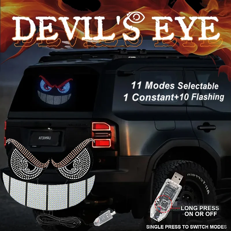 

Devil's Face LED Signal Light Car Bright Rear Glass Devil Eyes Dynamic Decorative Warning Light USB Plug Decor Car Accessories