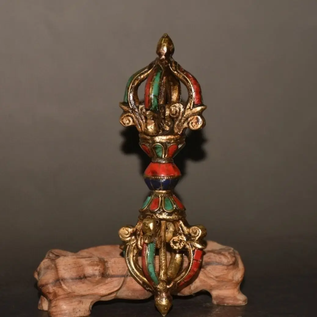 Collection inlaid turquoise red pine gemstone diamond magic tool 15 cm wide 3.5 cm high 3.5 cm weight 240 grams