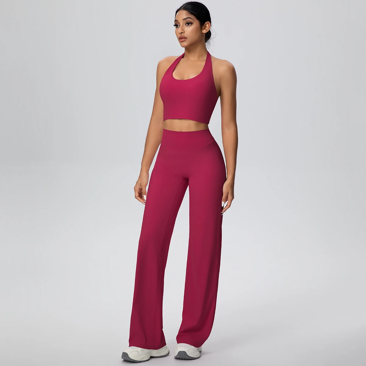 2-teiliges Damen Yoga-Set: Rückenfreier Neckholder-BH und Hose – Sommerliches, atmungsaktives Sport- und Lauf-Workout-Top – Top-Seller – Detail 36