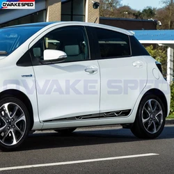 2pcs Car Body Door Side Skirt Stickers For Toyota Yaris Vitz Circuit Graphics Sport Stripes Tuning Accessories DIY Vinyl Decals
