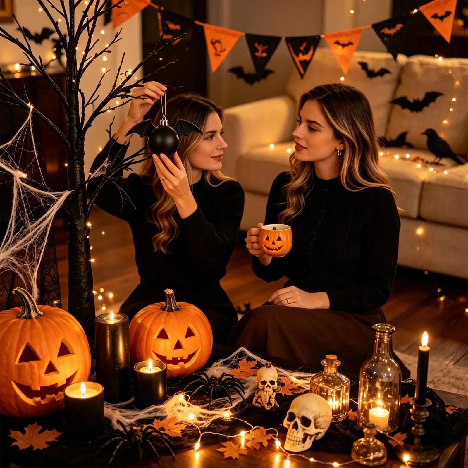 Halloween Decorations For Tree 1.97Inch 12 Pieces Shatterproof Decor With Rope Halloween Decorative Balls For Wreath Tree