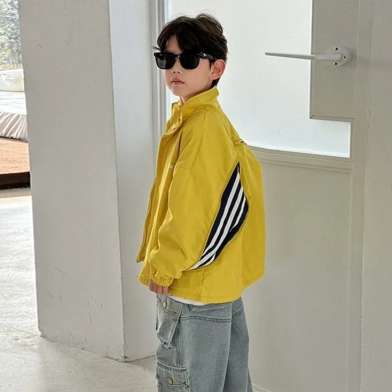 

Boys Handsome Jacket Jacket Spring and Autumn New Children's Ruffian Handsome Zipper Shirt Boys Casual Top Children's Clothing
