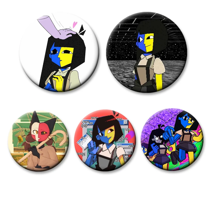 Ena الرسم الجمالي المطر روك زر دبوس الكرتون شارة دور اللعب اليدوية صفيح بروش لحقيبة الظهر الملابس الديكور هدية