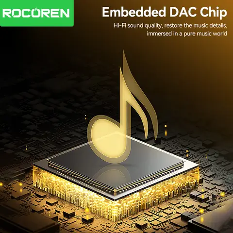 Rocoren USB C till 3,5 mm Jack DAC-ljudkabel Hane till Hona Hörlursadapter Typ C till 3,5 mm-konverterare för Samsung Xiaomi-telefon 10 best sales USB till ljuduttag - №4