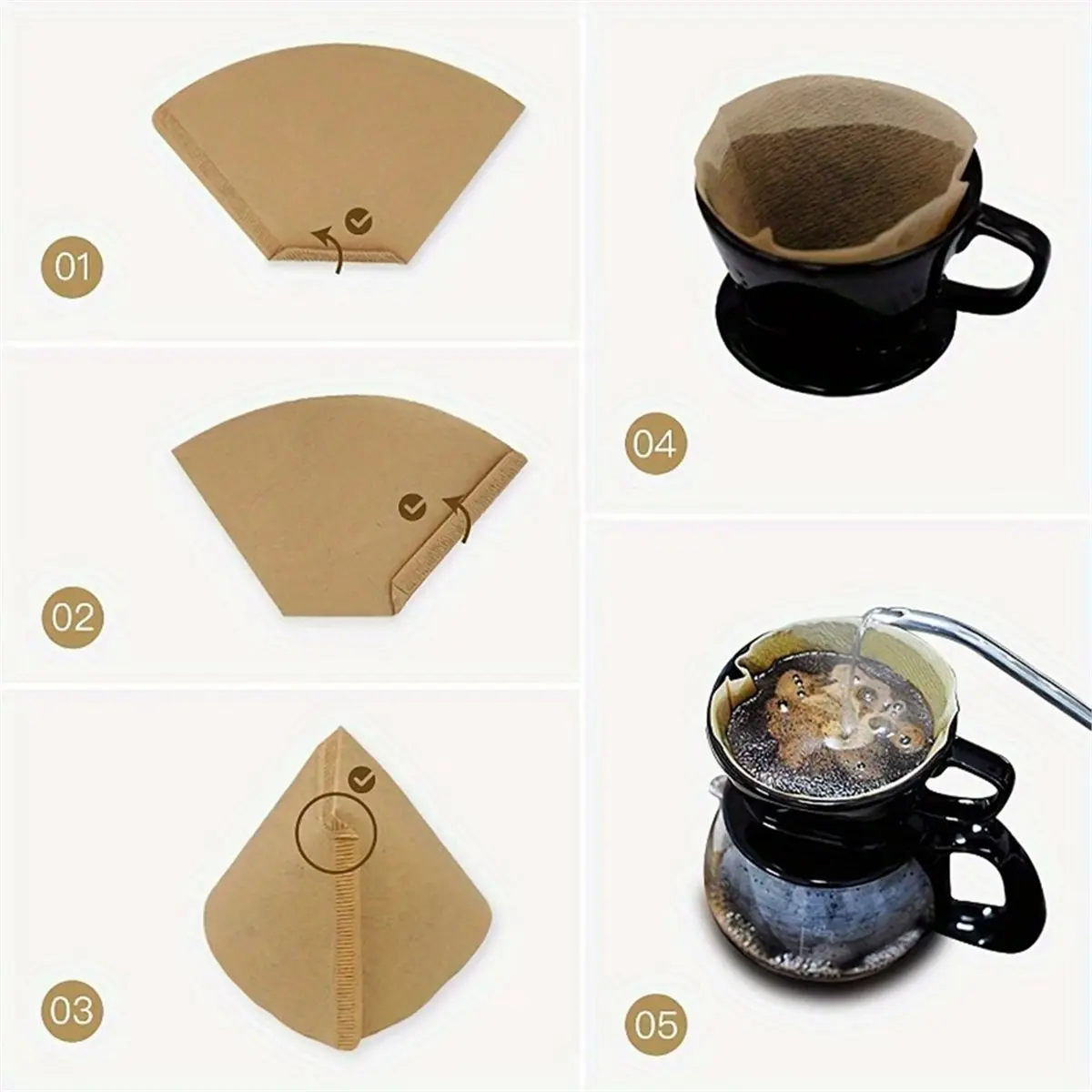 A67T NEW Unbleached Original Wooden Hand Drip Paper Coffee Brewer Coffee Filter Bag Coffee Maker Accessories