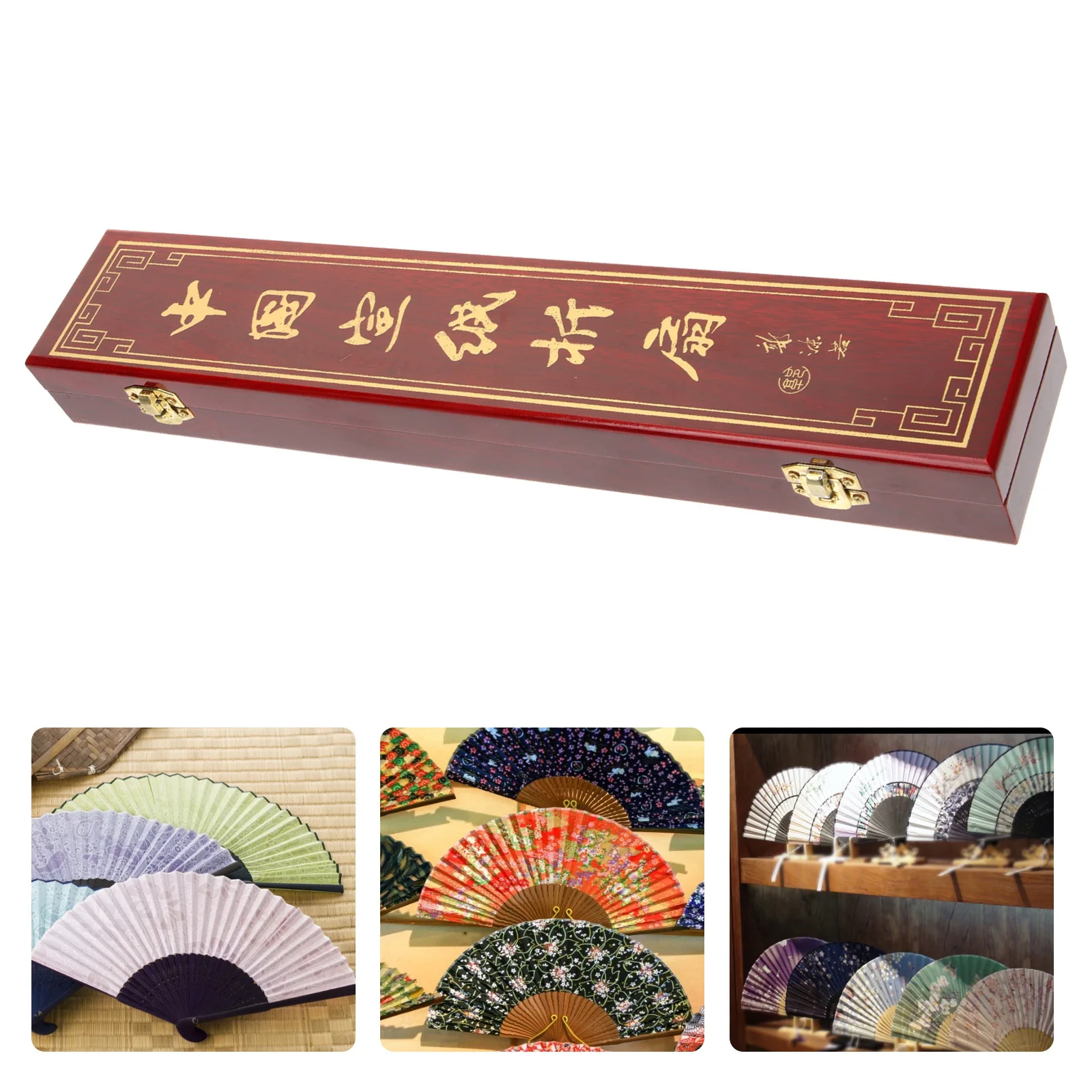 Hochwertige faltbare Fächerbox, handgefertigter Aufbewahrungsbehälter aus Holz im chinesischen Stil für Schmuck, Sammlerstücke, Geschenkpapier, tragbarer Papierfächer