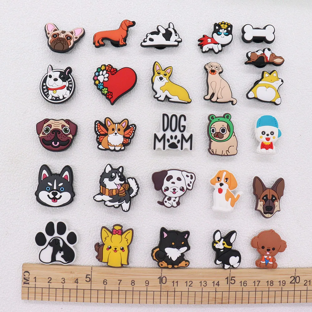 Hot Sale 1Pcs PVC Shoe Charms Dalmatian Teddy Husky Corgi Accessories Shoes Buckle Decorations Fit Bracelets Children Gift