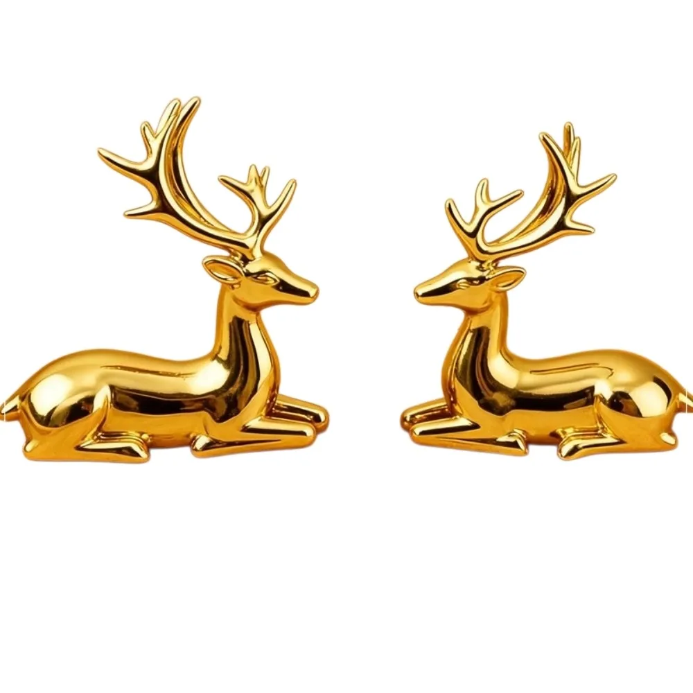 Creative Deer Desktop Ornament Sitting/Standing Position Cute Christmas Deer Statue Exquisite Durable Elk Home Decor Table Decor