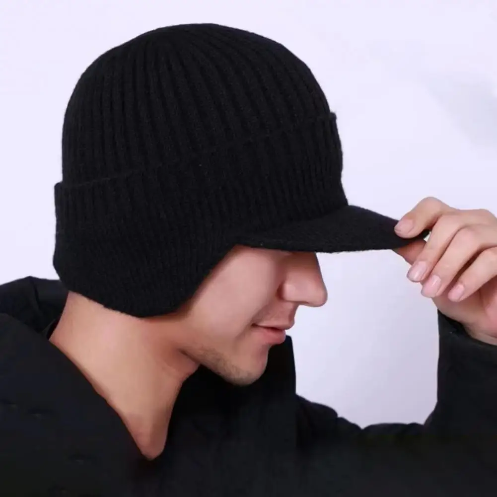 

Warm Winter Hat with Ear Flaps Warm Knitted Ear Hat with Long Brim for Winter Outdoor Activities Thick for Father