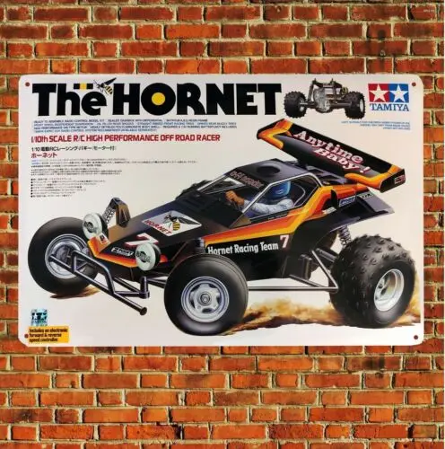 

Металлический плакат Rc Car Wall Deco Оловянная табличка Tamiya Hornet Boxart