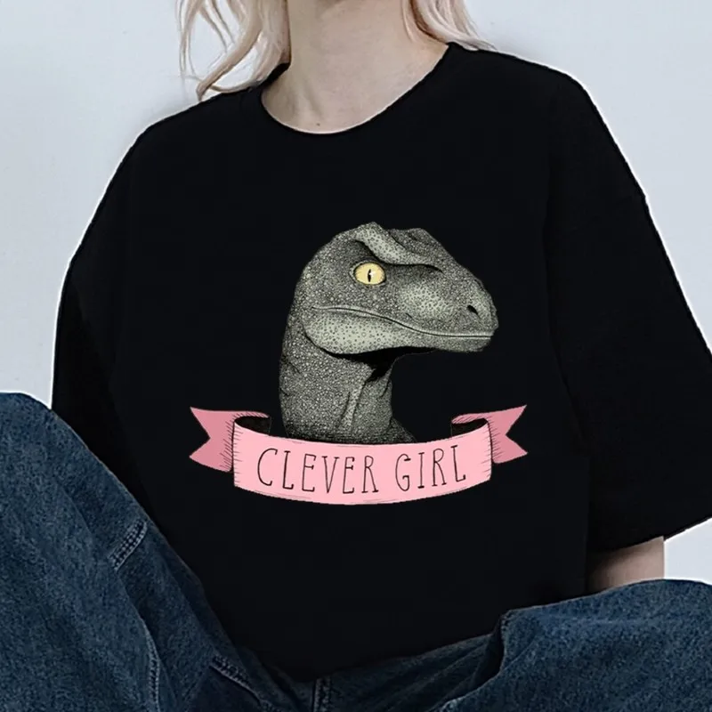 Clever Girl raptor dinosaur T Shirt Men Couple Combination Clothes Short Sleeve Collar Fashion Women Cotton