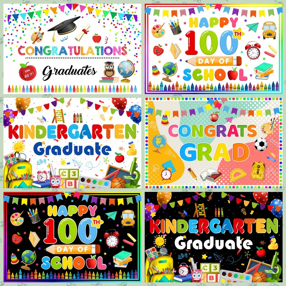 

Laeacco Kindergarten Graduate Background for Photography Congrats Grad Preschool Graduatation Photographic Backdrop Photo Props