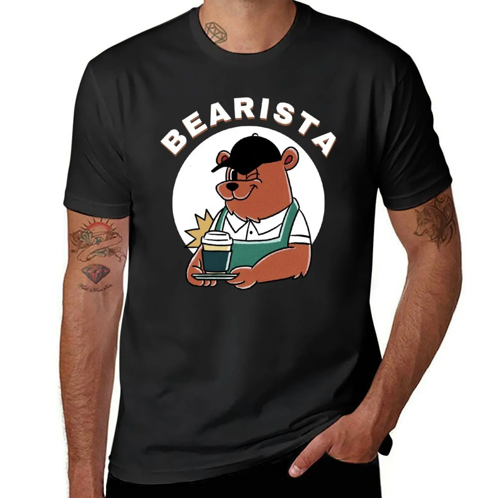 WOOFZ? Bearista Barista Coffee Maker T-Shirt customs design your own summer top tops mens clothes