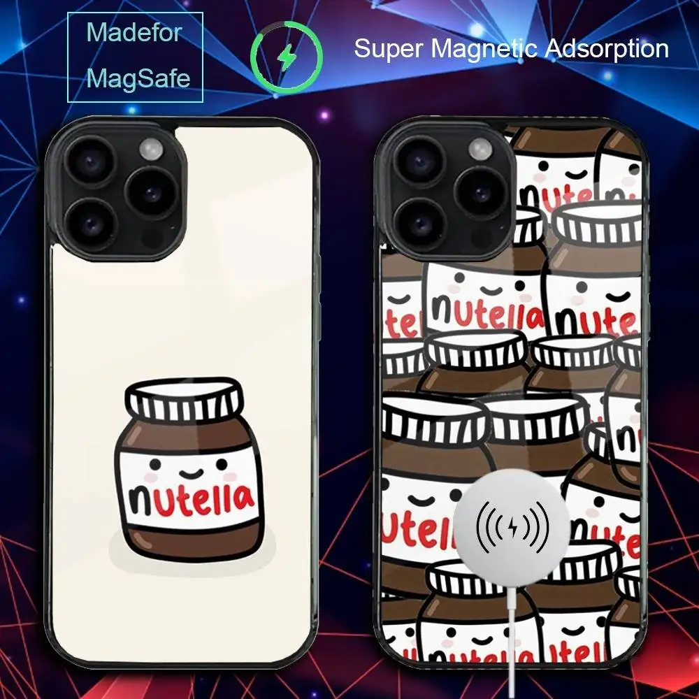 

N-Nutella Cute Chocolate Phone Case For iPhone 17,16,15,14,13,12,11,Pro,Max,Plus,Mini,SE4,E Magnetic Magsafe Wireless Charging