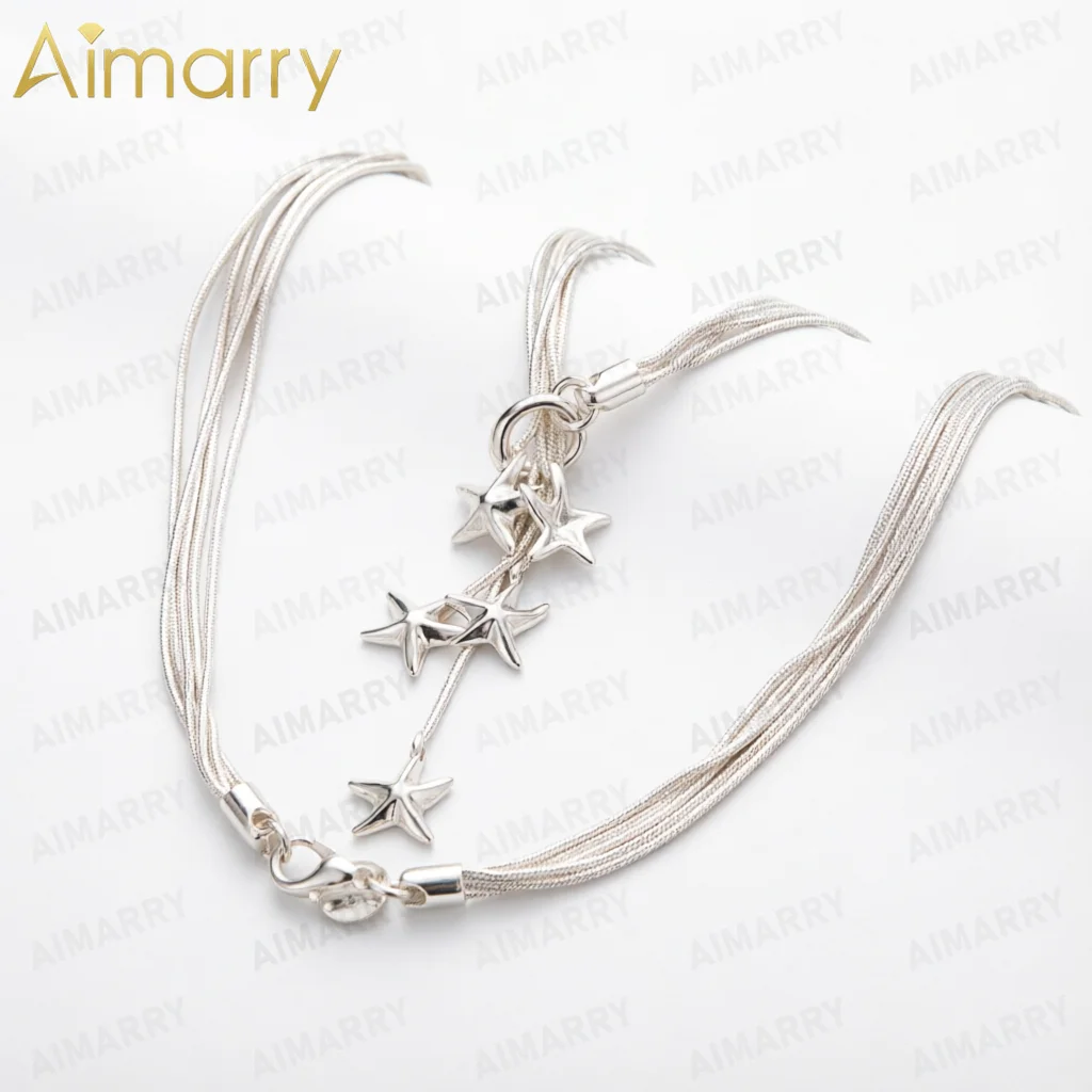 Women's 925 Sterling Silver Multi-layer Snake Bone Chain Necklace