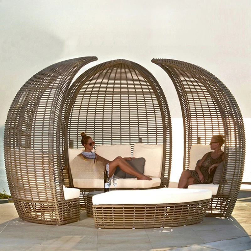 

Outdoor rattan bed outdoor sofa bed courtyard outdoor leisure large round bed