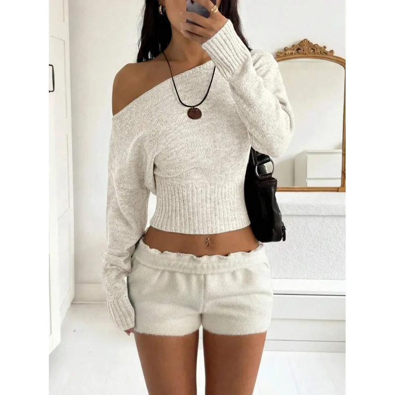 

Shoulder Bared Knitted Top Women's Fashion Shoulder Knitwear Spring 2026 Style Details Other Fabric Other