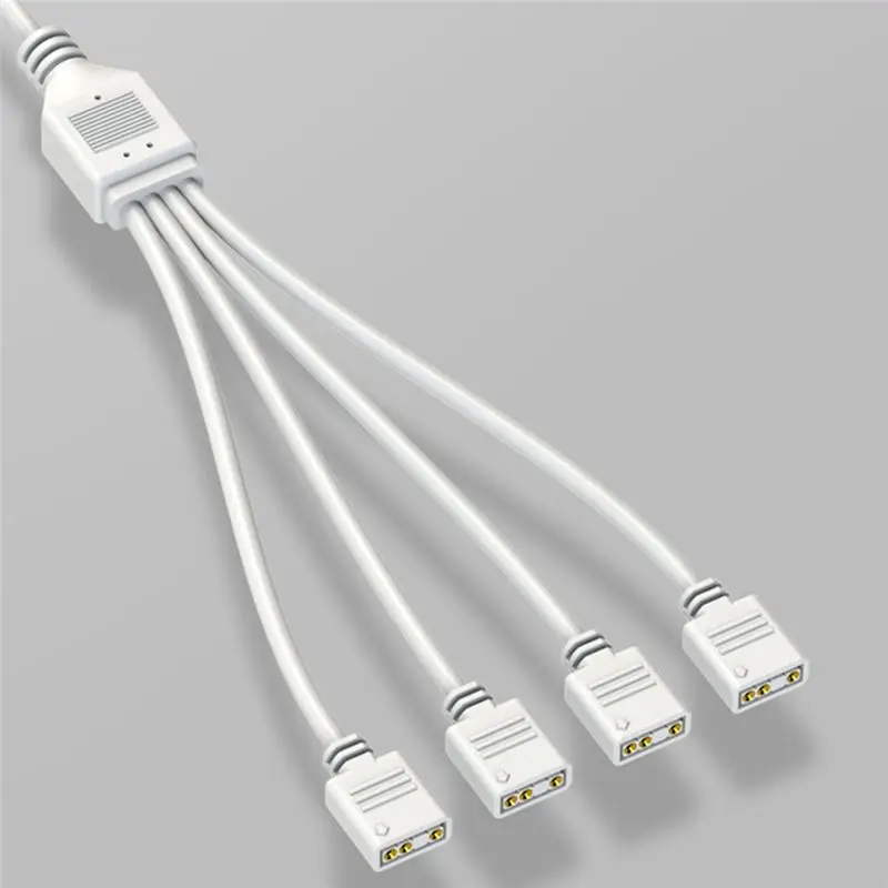 A72Z 5V 3-Pin Extension Cable for Computer Motherboard 1 Point 4 Hub Cable Connection Extension ARGB Splitter, White