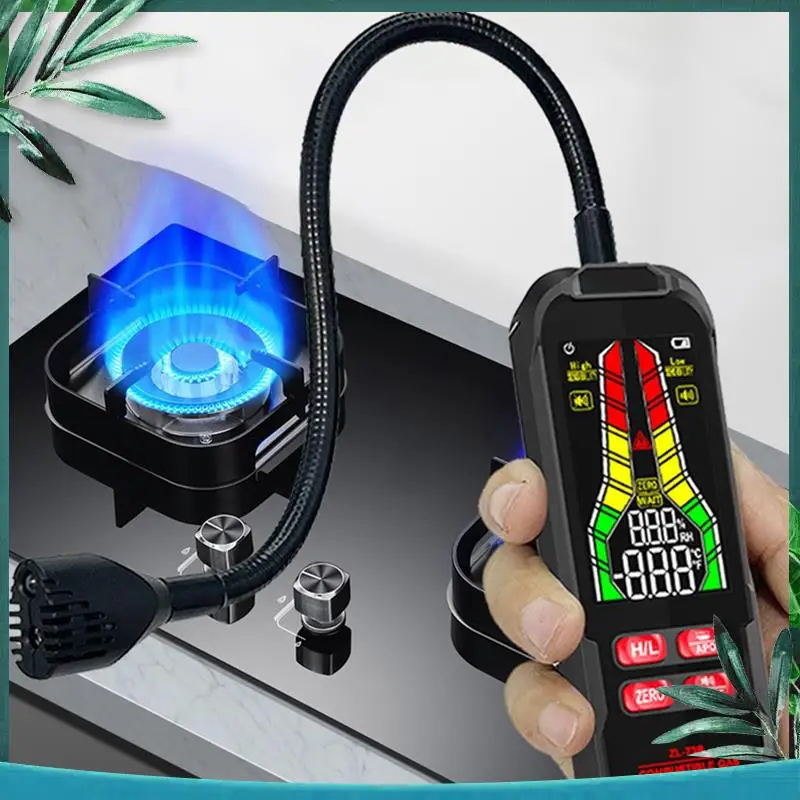 (NEW) Handheld Combustible Gases Leak Detector Natural Gases Leakage Concentration Analyzer Meter Sound Light Durable ZL72B Char