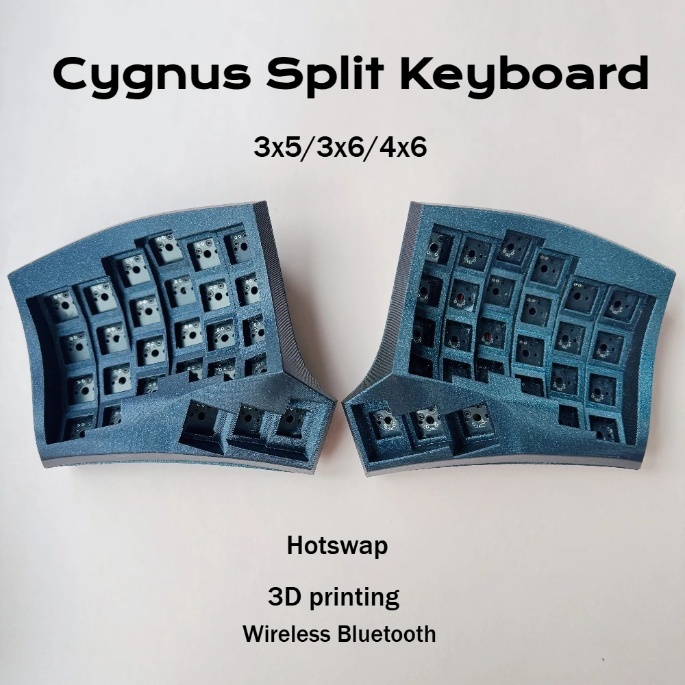Cygnu Curved Split Keyboard 3x5/3x6/4x6 Wireless Bluetooth Wired Dual-mode Hotswap ZMK Swan Mechanical Keyboard Game Accessories