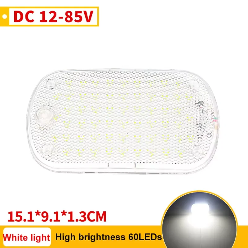

Ultra-thin 12V 24V 60LEDs Cabin Light High Bright Interior Car Dome Light With Large Size Switch For Van Lorry Truck RV Camper