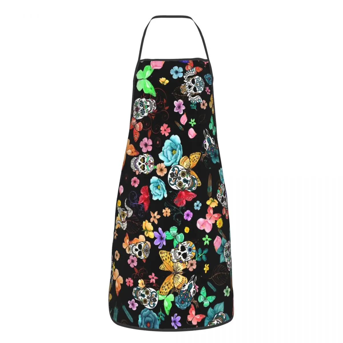 Funny Sugar Skulls Flower Bib Aprons Women Men Unisex Kitchen Chef Day Of The Dead Tablier Cuisine for Cooking Baking Painting