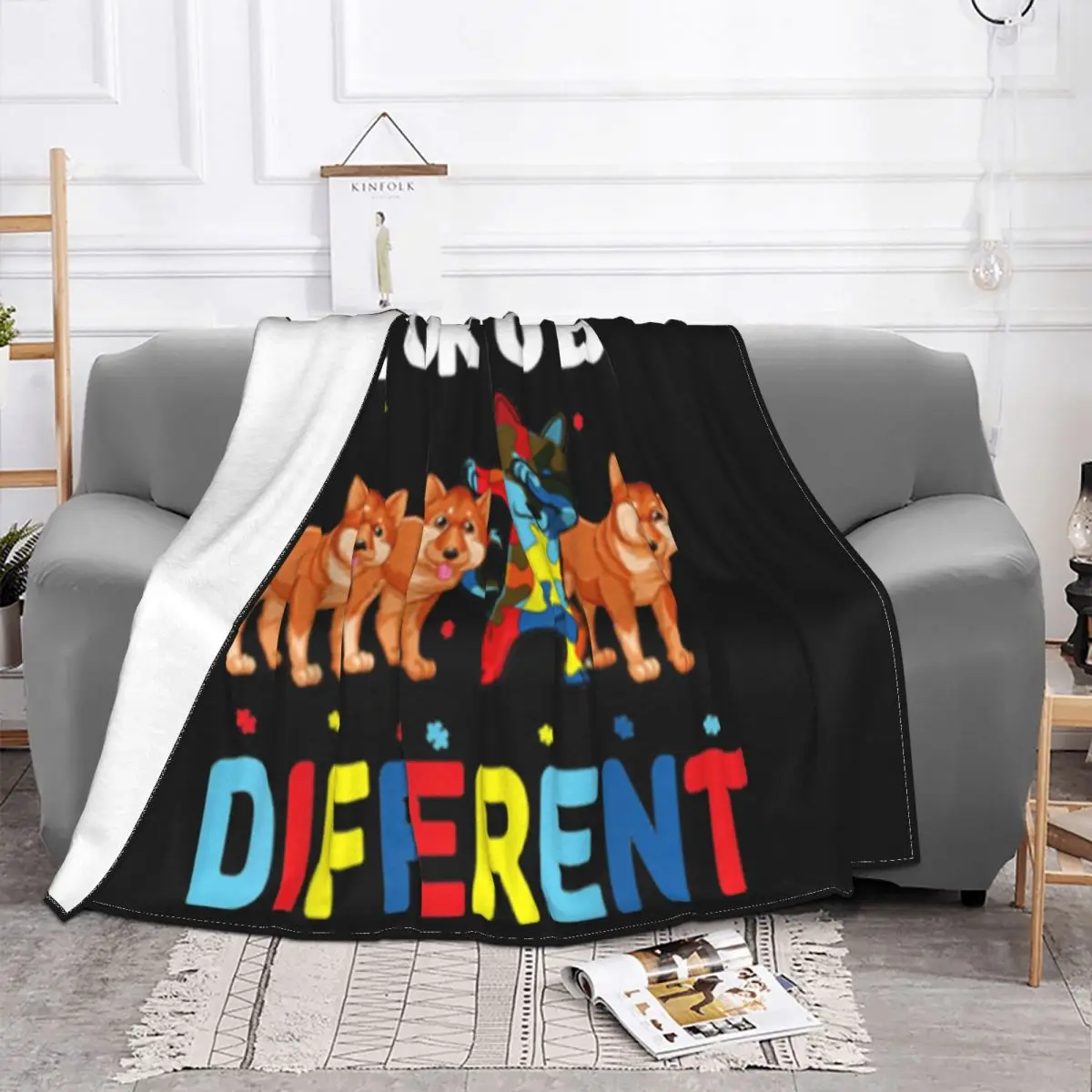 Autism Awareness Day Gift Funny Dabbing Shiba Inu Surprise Men Creative Oversize Style Woman Throw Blanket