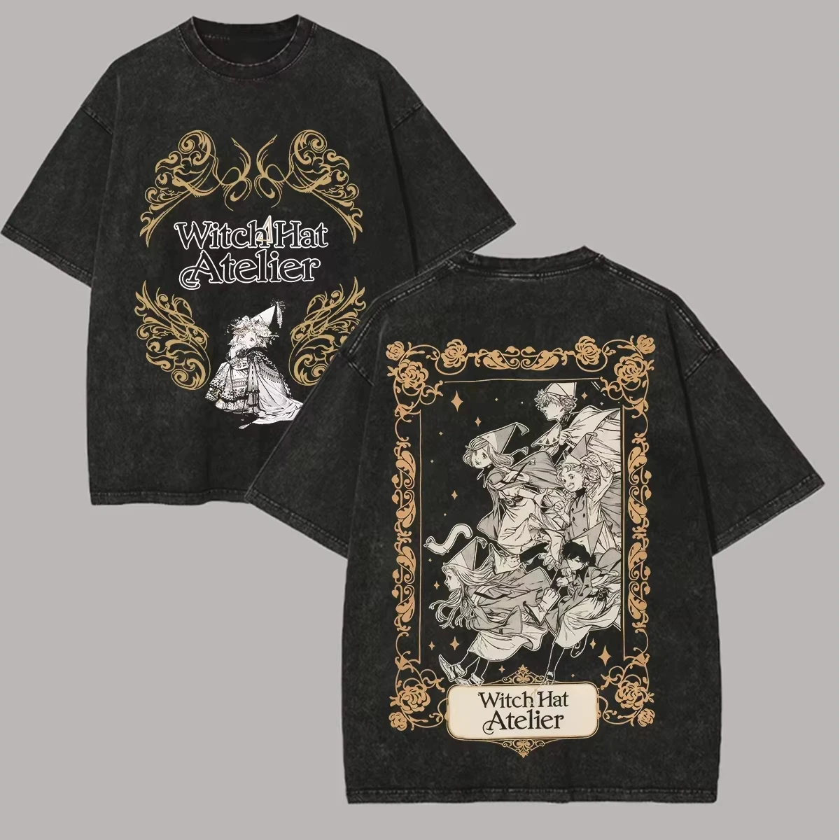 2026 Hexenhut Atelier Coco Agott T-Shirt Doppelseitiger Druck Anime Harajuku Streetwear Gewaschene Baumwolle Oversized Herren Damen Vintage – Detail 4